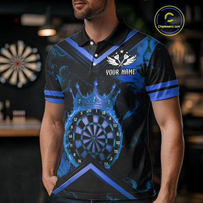 Black And Blue Dartboard Crown Darts Shirt For Men Custom Dart Jerseys Team Polo & 1/4 Zip TDM5526