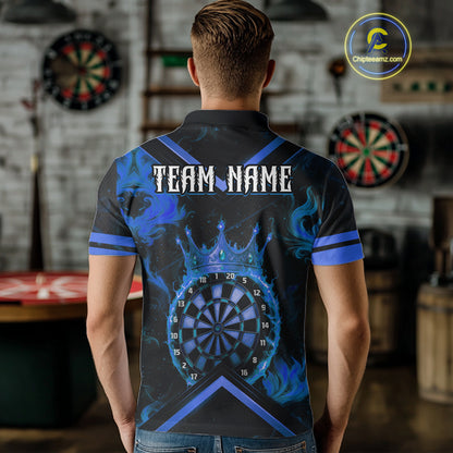 Black And Blue Dartboard Crown Darts Shirt For Men Custom Dart Jerseys Team Polo & 1/4 Zip TDM5526