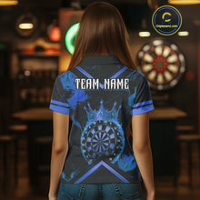 Load image into Gallery viewer, Black And Blue Dartboard Crown Darts Shirt For Women Custom Dart Jerseys Team Polo &amp; 1/4 Zip TDM5526
