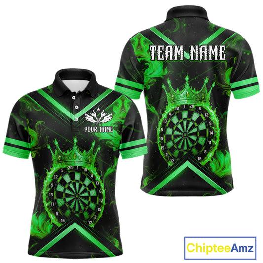 Black And Green Dartboard Crown Darts Shirt For Men Custom Dart Jerseys Team Polo & 1/4 Zip TDM5527