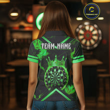 Load image into Gallery viewer, Black And Green Dartboard Crown Darts Shirt For Women Custom Dart Jerseys Team Polo &amp; 1/4 Zip TDM5527