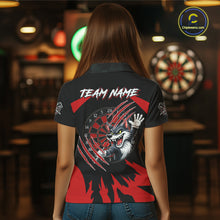 Load image into Gallery viewer, Black And Red Funny Wolf Darts Shirt For Women Custom Darts Jersey, Darts Outift Polo &amp; 1/4 Zip TDM6142