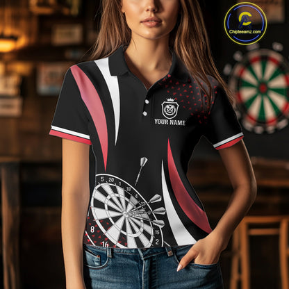 Funny Black And Red 180 Darts Shirt For Women Custom Dartboard Jersey Team Polo & Quarter Zip TDM5089