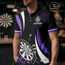 Load image into Gallery viewer, Funny Black And Purple 180 Darts Shirt For Men Custom Dartboard Jersey Team Polo &amp; Quarter Zip TDM5090