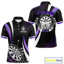 Load image into Gallery viewer, Funny Black And Purple 180 Darts Shirt For Men Custom Dartboard Jersey Team Polo &amp; Quarter Zip TDM5090
