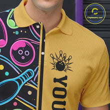 Load image into Gallery viewer, Personalized Funny Neon Bowing Shirt For Men, Retro Bowling Team Jersey Polo &amp; 1/4 Zip | Yellow TDM6186