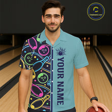 Load image into Gallery viewer, Personalized Funny Neon Bowling Hawaiian Shirt For Women Custom Retro Bowling Team Jersey |Teal TDM6187