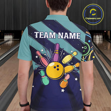 Load image into Gallery viewer, Personalized Funny Neon Bowing Shirt For Men, Retro Bowling Team Jersey Polo &amp; 1/4 Zip | Teal TDM6187