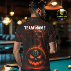 Funny Pumpkin 8 Ball Pool Billiard Shirt For Men Custom Halloween Billiard Team Shirt Outfit TDM4889