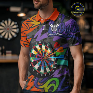 Funny Colorful Dartboard Graffiti Style Darts Shirt For Men Custom Darts Jersey, Darts Gifts TDM4901