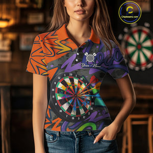 Funny Colorful Dartboard Graffiti Style Darts Shirt For Women Custom Darts Jersey, Darts Gifts TDM4901
