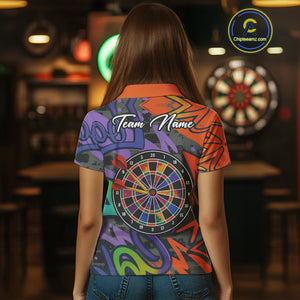 Funny Colorful Dartboard Graffiti Style Darts Shirt For Women Custom Darts Jersey, Darts Gifts TDM4901