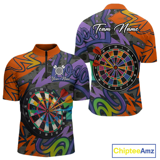 Funny Colorful Dartboard Graffiti Style Darts Shirt For Men Custom Darts Jersey, Darts Gifts TDM4901