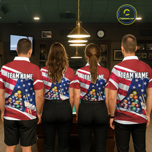 Load image into Gallery viewer, Personalized American Flag Billiard Shirt For Women Custom Patriotic Pool Team Jersey Polo &amp; 1/4 Zip TDM5610