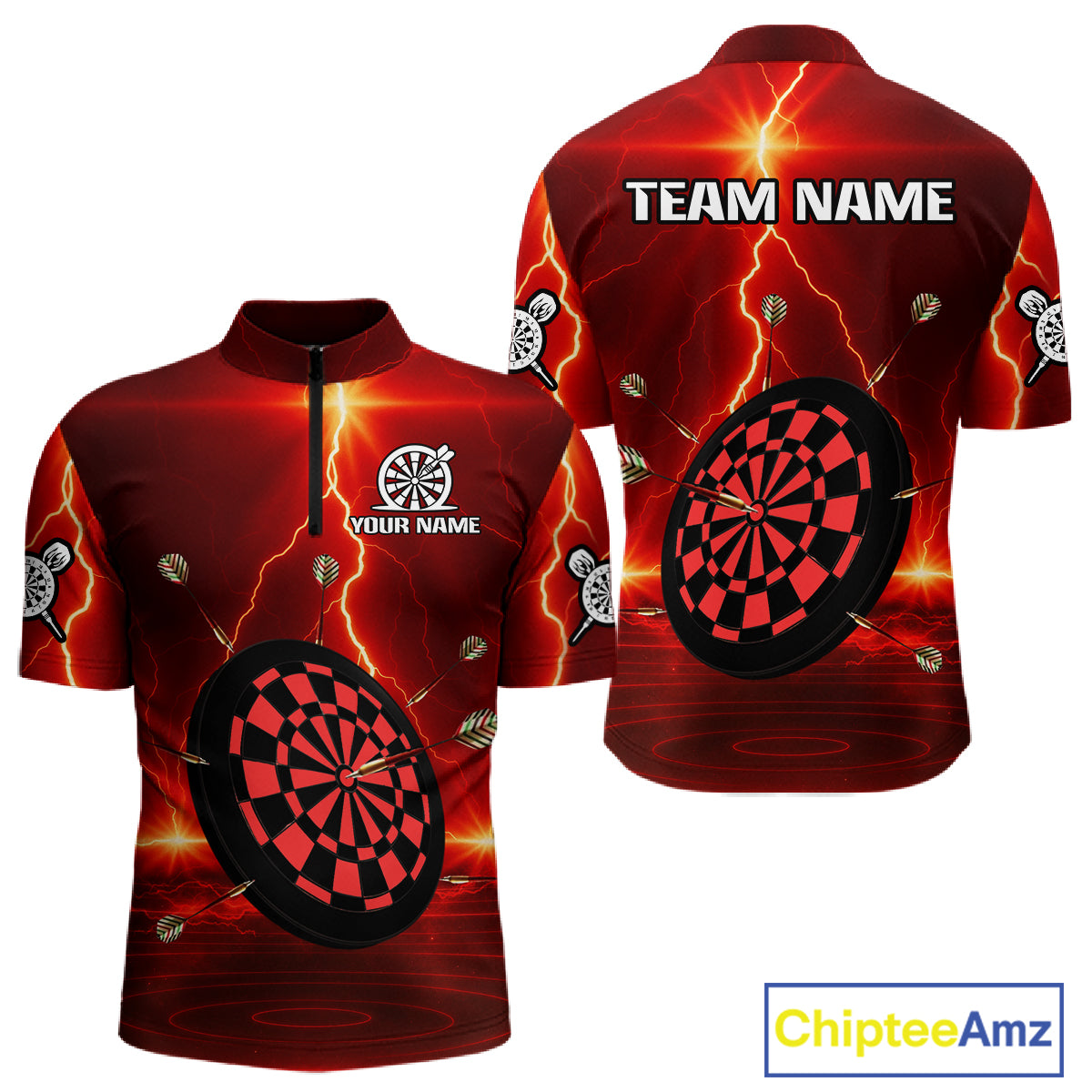 Personalized Dartboard Thunder Lightning Red Darts Shirt For Men Custom Glowing Darts Team Jersey TDM4919
