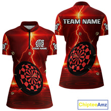 Load image into Gallery viewer, Personalized Dartboard Thunder Lightning Red Darts Shirt For Women Custom Glowing Darts Team Jersey TDM4919