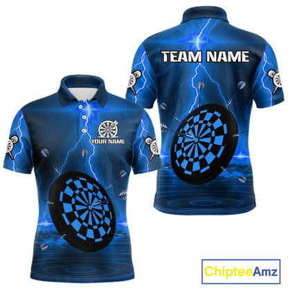 Personalized Dartboard Thunder Lightning Blue Darts Shirt For Men Custom Glowing Darts Team Jersey TDM4920