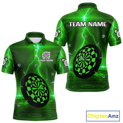 Personalized Dartboard Thunder Lightning Green Darts Shirt For Men Custom Glowing Darts Jersey TDM4921