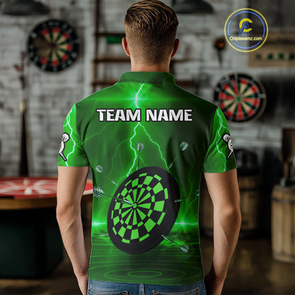 Personalized Dartboard Thunder Lightning Green Darts Shirt For Men Custom Glowing Darts Jersey TDM4921