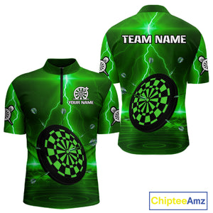 Personalized Dartboard Thunder Lightning Green Darts Shirt For Men Custom Glowing Darts Jersey TDM4921