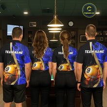 Load image into Gallery viewer, Blue 8 Ball &amp; 9 Ball Fire Flame Billiard Shirt For Women Custom Pool Team Shirts, Billiard Jersey TDM5350