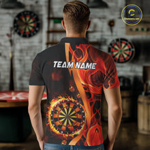 Load image into Gallery viewer, Orange Flaming Dartboard Golden Darts Shirt For Men Custom Darts Jersey Team Polo &amp; 1/4 Zip TDM5351