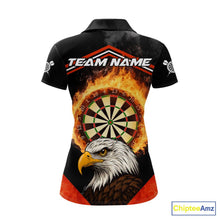 Load image into Gallery viewer, Black And Red Flaming Dartboard Eagle Darts Shirt For Women Custom Darts Jersey Team Polo &amp; 1/4 Zip TDM6007