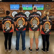 Load image into Gallery viewer, Black And Red Flaming Dartboard Eagle Darts Shirt For Women Custom Darts Jersey Team Polo &amp; 1/4 Zip TDM6007