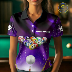 Purple Billiard Jersey For Women Custom Billiard Tournament Shirt, Pool Team Jersey Polo & 1/4 Zip TDM4932