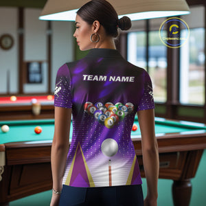 Purple Billiard Jersey For Women Custom Billiard Tournament Shirt, Pool Team Jersey Polo & 1/4 Zip TDM4932