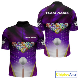 Purple Billiard Jersey For Men Custom Billiard Tournament Shirt, Pool Team Jersey Polo & 1/4 Zip TDM4932