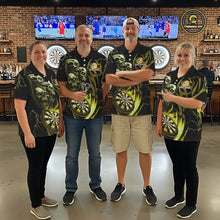 Load image into Gallery viewer, Personalized Skull &amp; Dragon Darts Shirt For Men Custom Lightning Dartboard Team Jersey |Yellow TDM5651