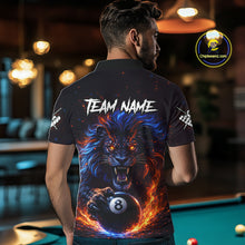 Load image into Gallery viewer, Personalized Billiard Fire Lion 8 Ball Pool Shirt For Men, Billiard Team Jersey Polo &amp; 1/4 Zip TDM5660