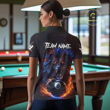 Load image into Gallery viewer, Personalized Billiard Fire Lion 8 Ball Pool Shirt For Women, Billiard Team Jersey Polo &amp; 1/4 Zip TDM5660