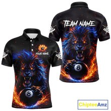Load image into Gallery viewer, Personalized Billiard Fire Lion 8 Ball Pool Shirt For Men, Billiard Team Jersey Polo &amp; 1/4 Zip TDM5660