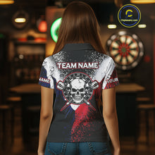 Load image into Gallery viewer, Custom Red And Blue Skull Dartboard Grunge Dart Shirts For Women Dart Team Jerseys NYN0076