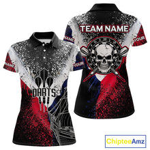 Load image into Gallery viewer, Custom Red And Blue Skull Dartboard Grunge Dart Shirts For Women Dart Team Jerseys NYN0076