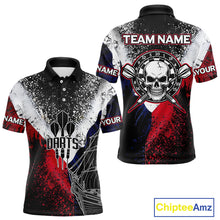 Load image into Gallery viewer, Custom Red And Blue Skull Dartboard Grunge Dart Shirts For Men Dart Team Jerseys NYN0076