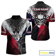 Load image into Gallery viewer, Custom Red And Blue Skull Dartboard Grunge Dart Shirts For Men Dart Team Jerseys NYN0076