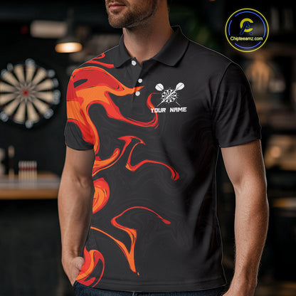Custom Orange Splashed Color Dart Arrows Dart Shirts For Men, Dart Team Jerseys NYN0082