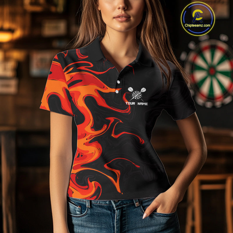 Custom Orange Splashed Color Dart Arrows Dart Shirts For Women, Dart Team Jerseys NYN0082