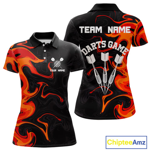Custom Orange Splashed Color Dart Arrows Dart Shirts For Women, Dart Team Jerseys NYN0082