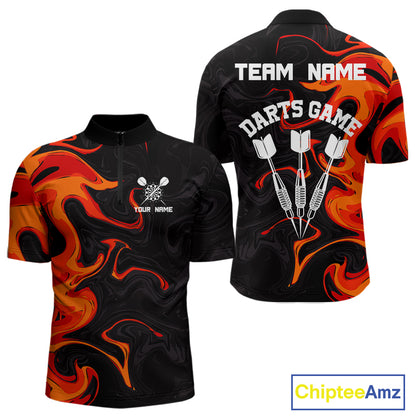 Custom Orange Splashed Color Dart Arrows Dart Shirts For Men, Dart Team Jerseys NYN0082