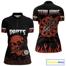 Load image into Gallery viewer, Custom Red Fire Flame Dart Arrows Skull Dart Shirts For Women, Dart Team Jerseys NYN0085