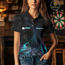 Load image into Gallery viewer, Flaming Dartboard 3D &amp; Dart Arrow Turquoise Men's Darts Shirt Custom Name For Players NYN0692