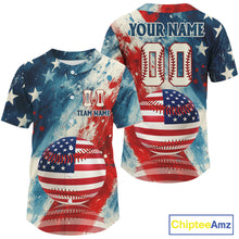 Load image into Gallery viewer, Custom Grunge Patriotic Baseball Jersey For Men US Flag 3D Baseball Ball Team Shirt NYN0939