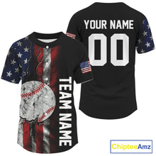 Load image into Gallery viewer, Custom American Flag Grunge Baseball Shirt For Men Youth Patriotic Baseball Jersey NYN0941