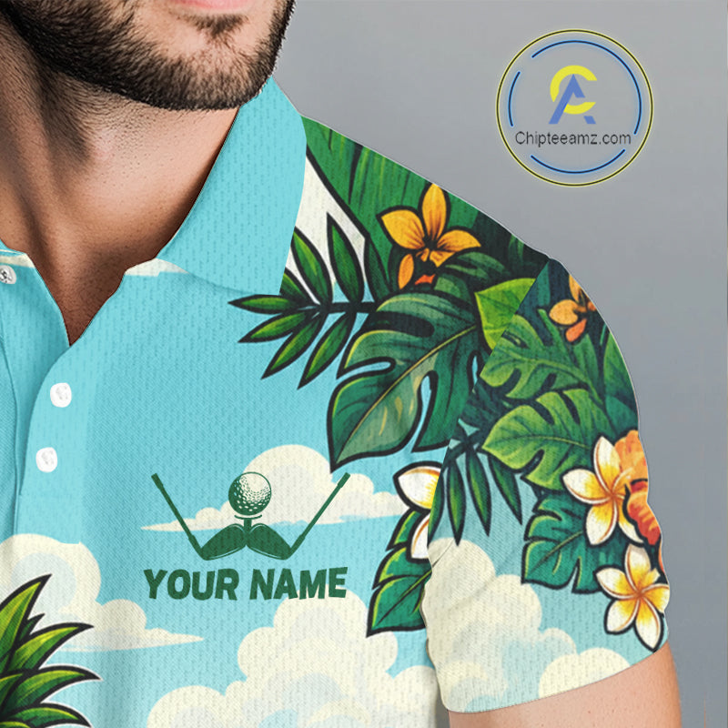 Funny Pineapple Golfer Mens Monstera Tropical Polo Shirts Custom Golf Team Outfits Golf Gifts NYN3960