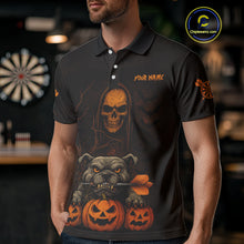 Load image into Gallery viewer, Custom Skeleton Bulldog Dartboard Halloween Orange Dart Men 1/4-Zip Shirt Dart Jerseys NYN1557