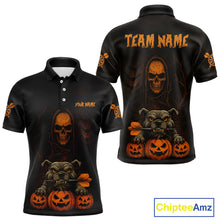 Load image into Gallery viewer, Custom Skeleton Bulldog Dartboard Halloween Orange Dart Men 1/4-Zip Shirt Dart Jerseys NYN1557